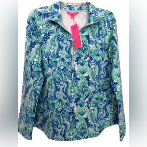 NWT LILLY PULITZER SIZE XL SKIPPER POPOVER SEA GLASS AQUA SHIRT